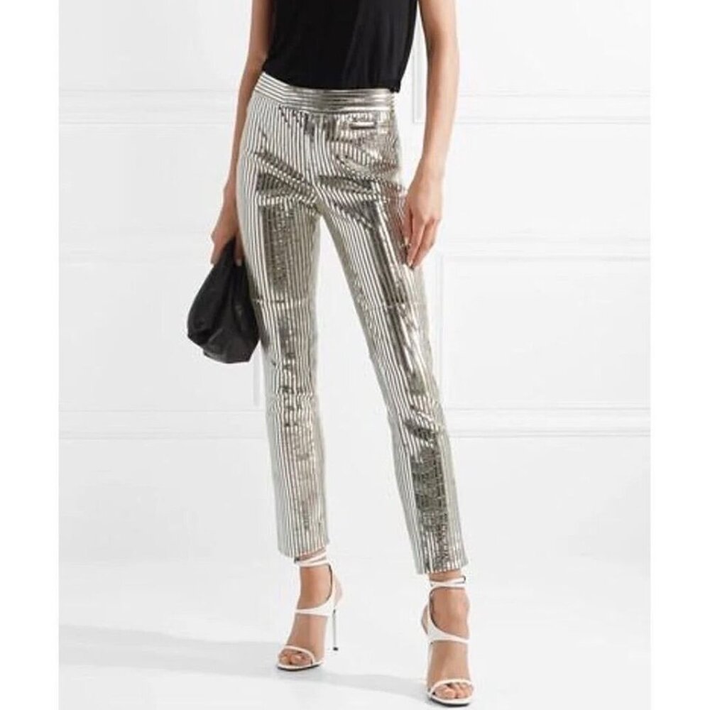 Isabel Marant Silver Leather Novida Pants FR34 US2
